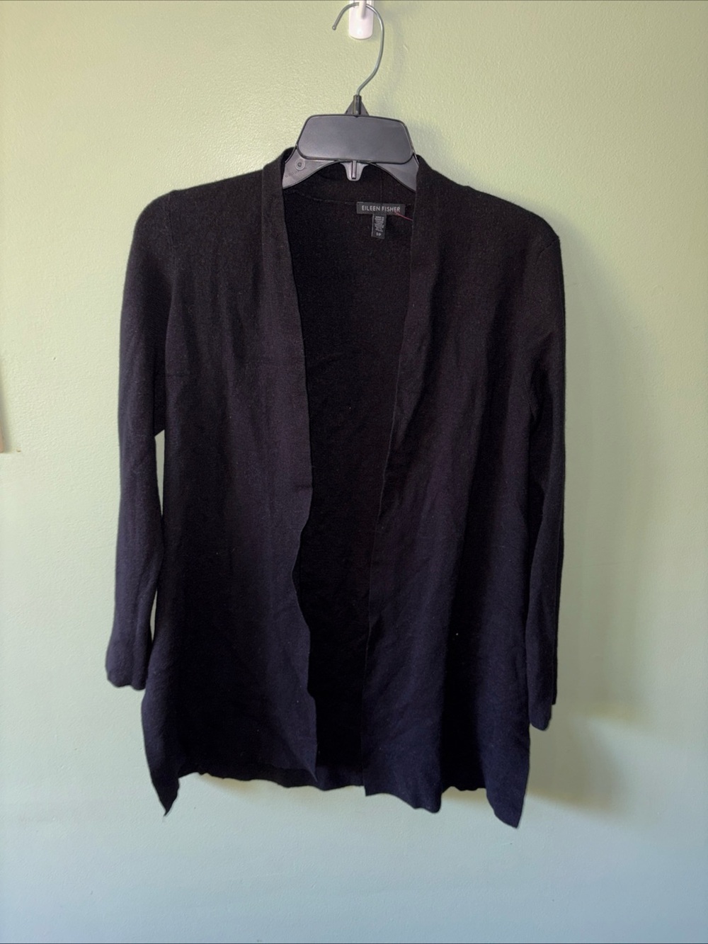 Eileen Fisher Cardigan Size Small 100% Italian Merino Wool  Black